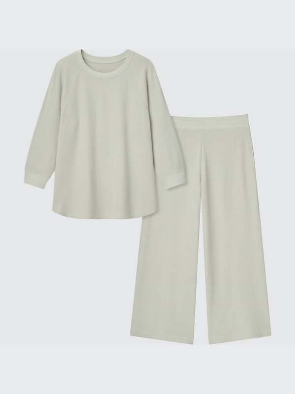 EXTRA STRETCH COTTON-BLEND WAFFLE 3/4 SLEEVE LOUNGE SET
