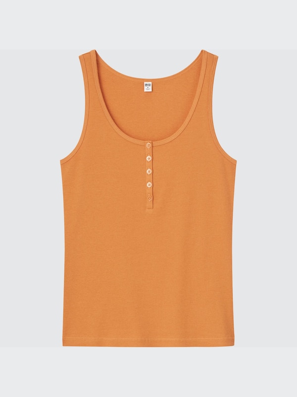 RIBBED HENLEY NECK TANK TOP