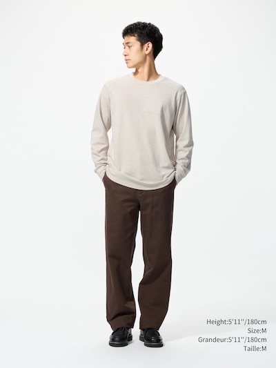Brushed Cotton Crew Neck Long-Sleeve T-Shirt