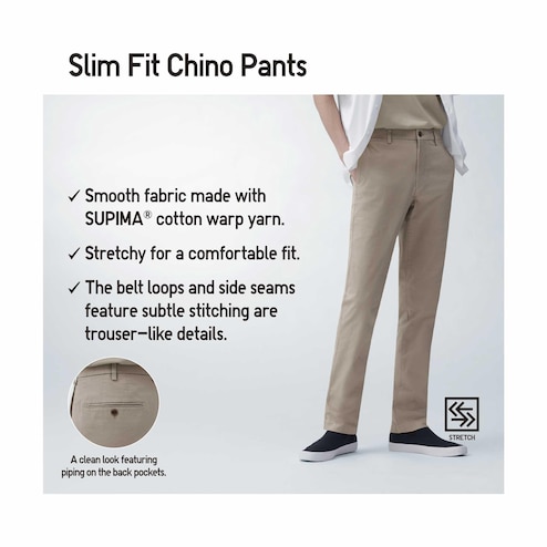 Ultra Slim Stretch Cotton Chino - Light Grey, Chinos