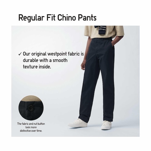 Pants regular fit cotton chinos for mens