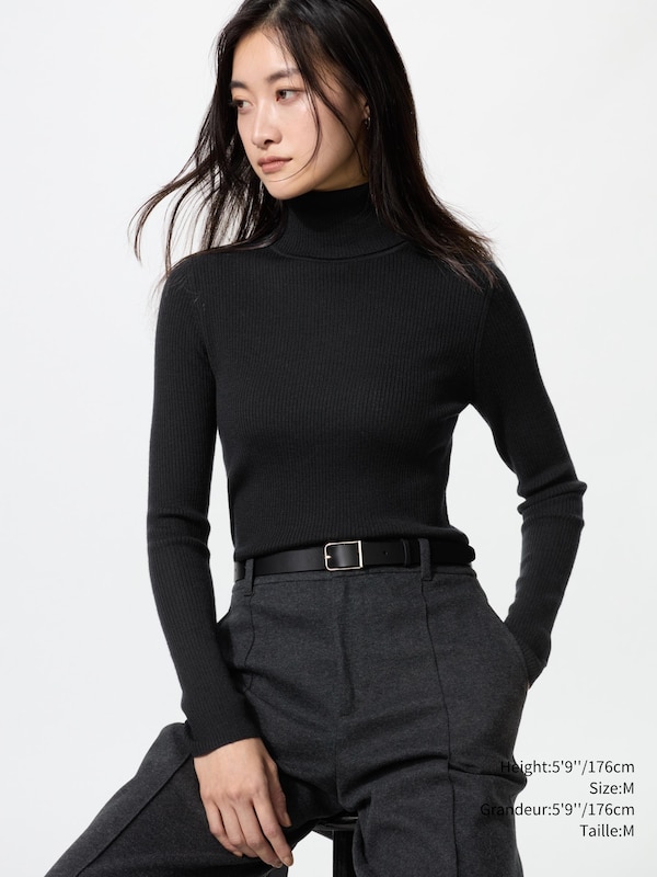 MERINO RIBBED TURTLENECK SWEATER