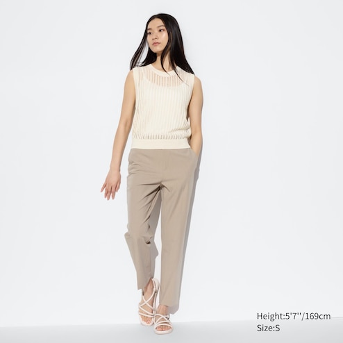 Women's Pants Suit Elegant Formal Beige Cotton . Size 8 US/ M