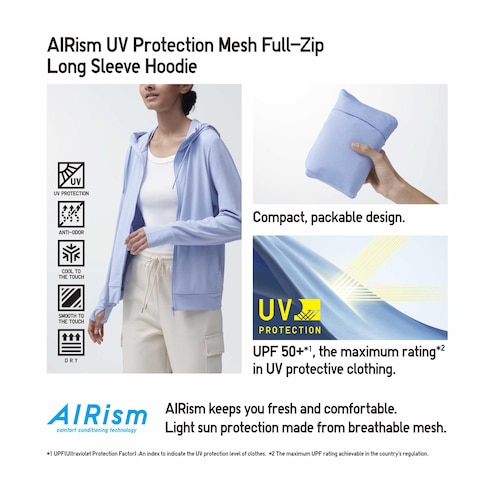 AIRism MESH UV PROTECTION FULL-ZIP HOODIE - GRAY XS