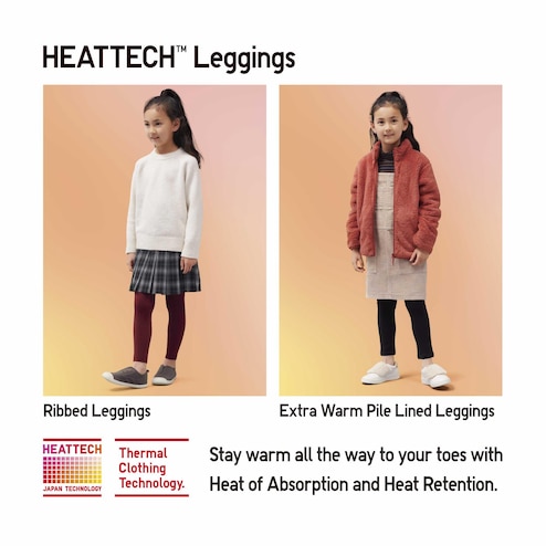 GIRLS HEATTECH EXTRA WARM PILE LINED LEGGINGS