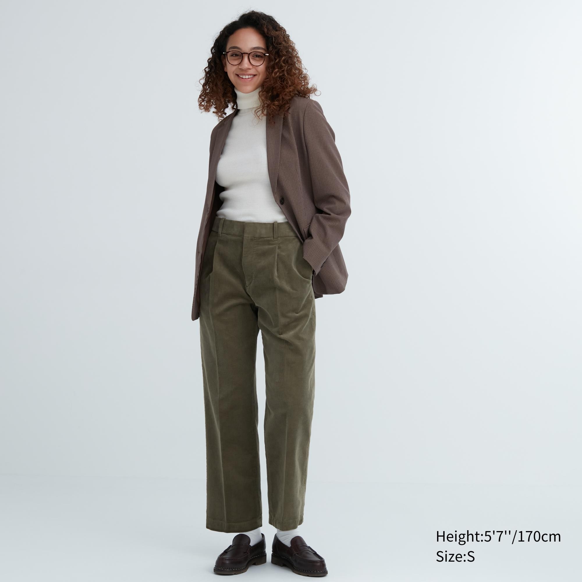Uniqlo | Pants & Jumpsuits | Uniqlo High Waist Wide Leg Cropped Corduroy  Pants Sz 8 Brown Womens 05 | Poshmark