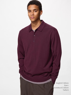 Extra Fine Merino Long Sleeve Polo Shirt