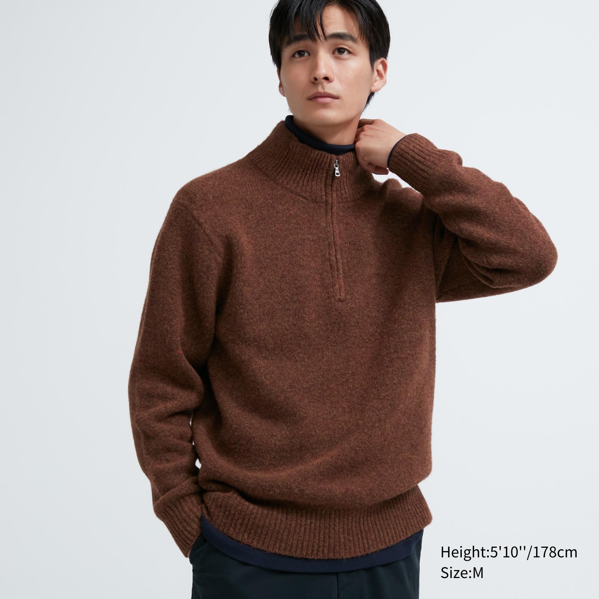 SOUFFLE YARN LONG SLEEVE HALF-ZIP SWEATER | UNIQLO CA