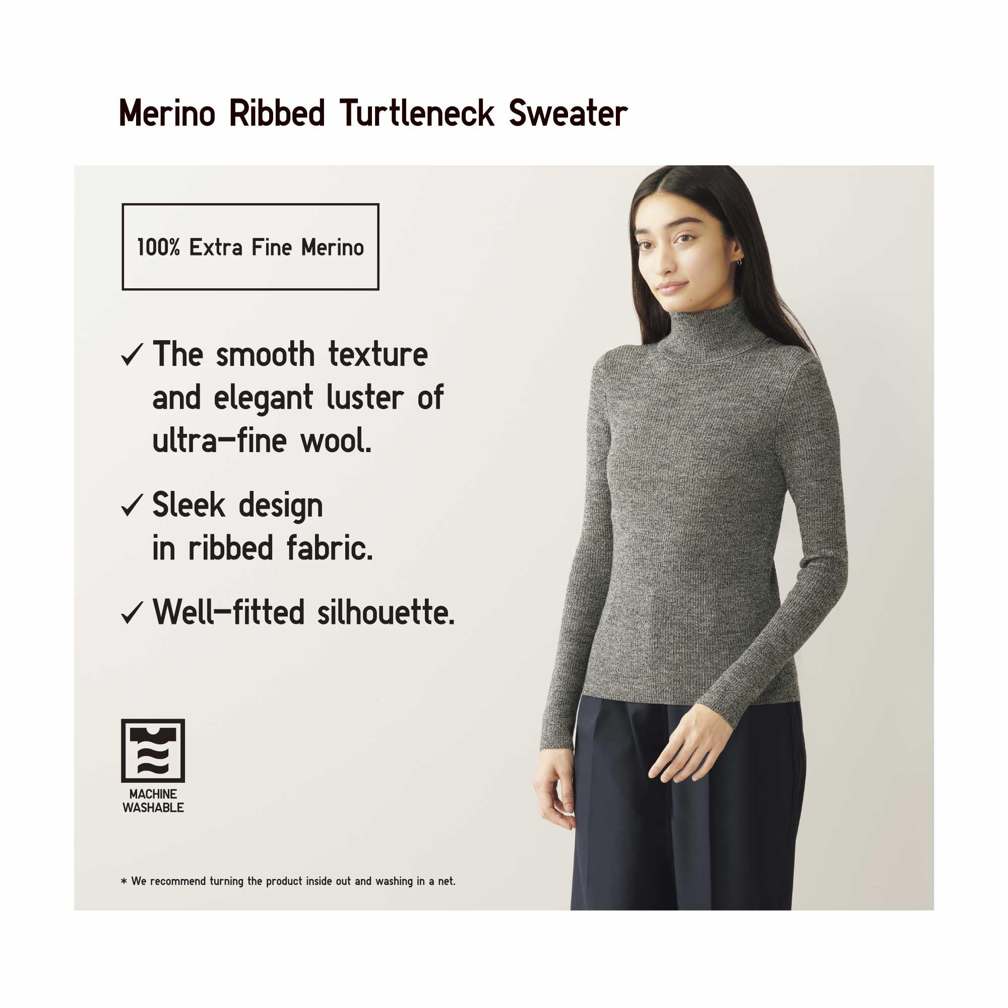 EXTRA FINE MERINO RIBBED TURTLENECK SWEATER