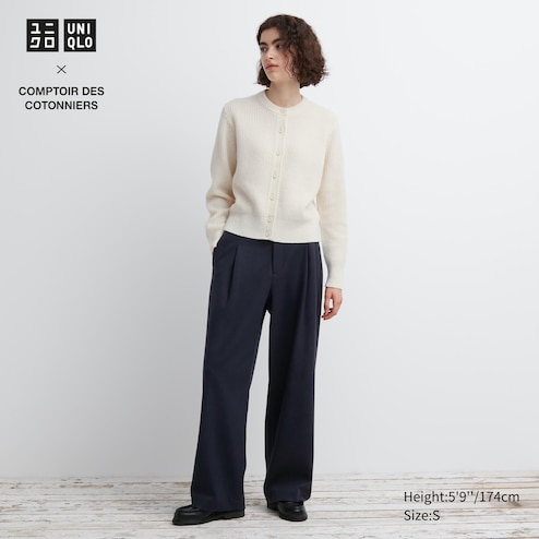 BRUSHED JERSEY PLEATED WIDE PANTS