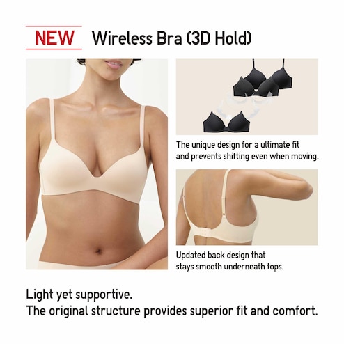 Uniqlo Women's Gray Wire-free 3D Hold Bra Size 38/40 DDD G H Gray