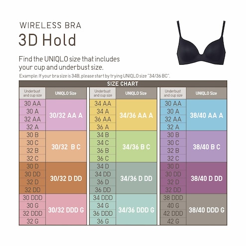 Uniqlo Wireless Bra (3D Hold New Design) in Wine - 32A/B, Women's