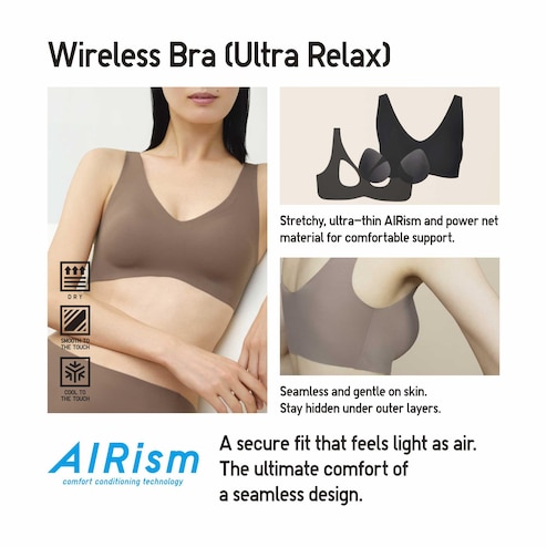 Uniqlo Wireless Bra (3D Hold New Design) in Wine - 32A/B, Women's