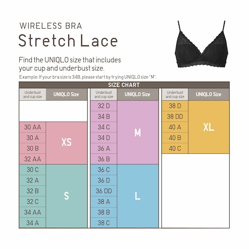 LBECLEY Womens Lingerie Womens Bras Comfortable No Wire Womens Comfort Lace  Bra Padded Wireless Bra with Soft Foam Cups Push Up Bras for Women Black  34/75A 