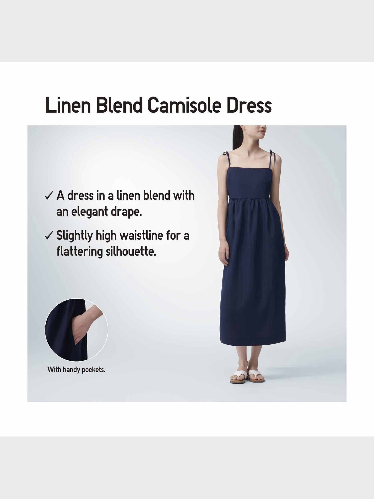 ワンピース Linen Mix Ombre Check CamisoleDress Expected delivery in mid-February] Cotton Linen Foil Print Cami