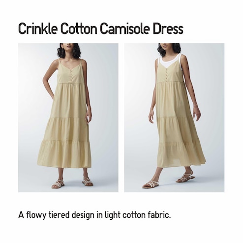 CRINKLE COTTON CAMISOLE DRESS