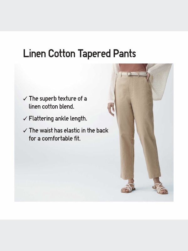 LINEN COTTON STRIPED TAPERED PANTS