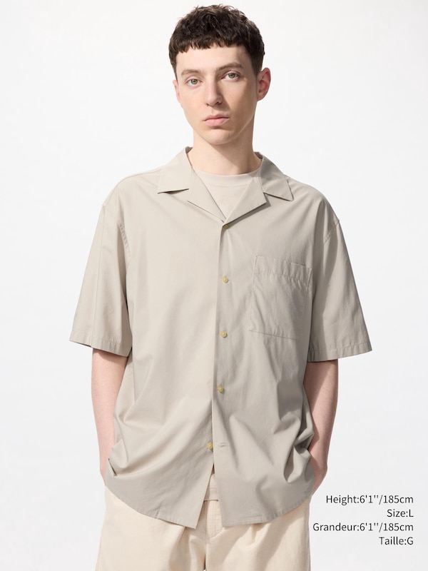 MODAL OPEN COLLAR SHORT SLEEVE SHIRT