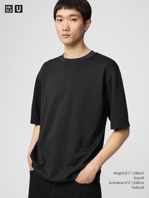 AIRism COTTON OVERSIZED CREW NECK HALF SLEEVE T-SHIRT