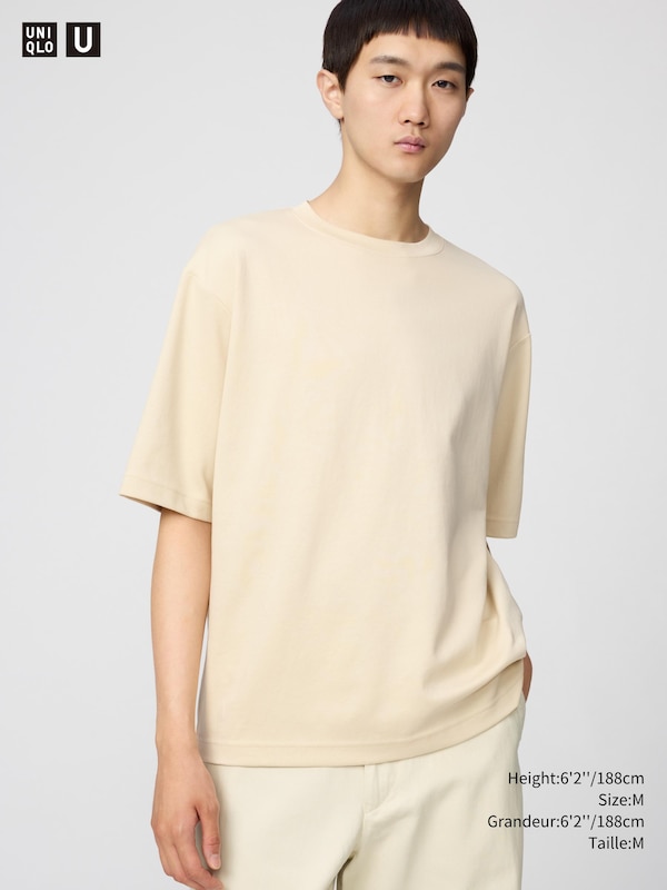 AIRism COTTON OVERSIZED CREW NECK HALF SLEEVE T-SHIRT
