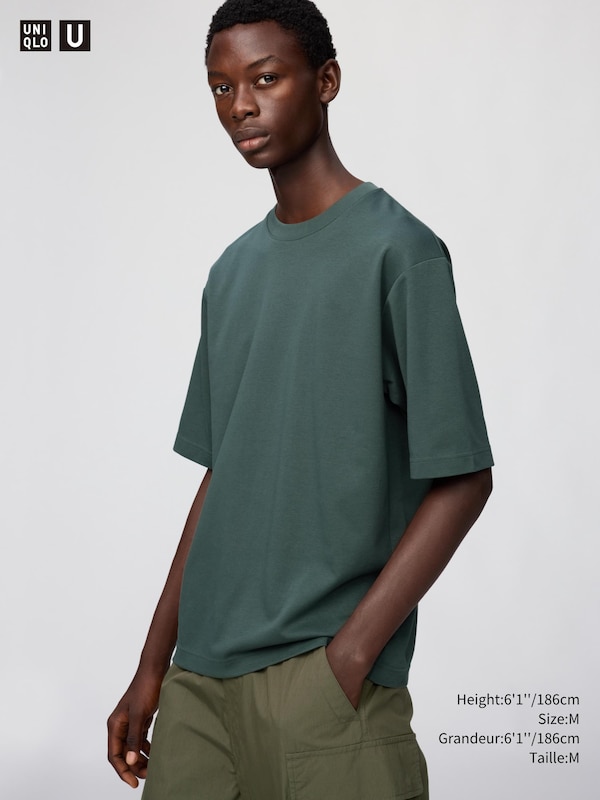 AIRism COTTON OVERSIZED CREW NECK HALF SLEEVE T-SHIRT