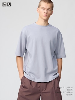 T-shirt Homme Uniqlo – Orange, Manches Longues, Col Simulé, Taille M
