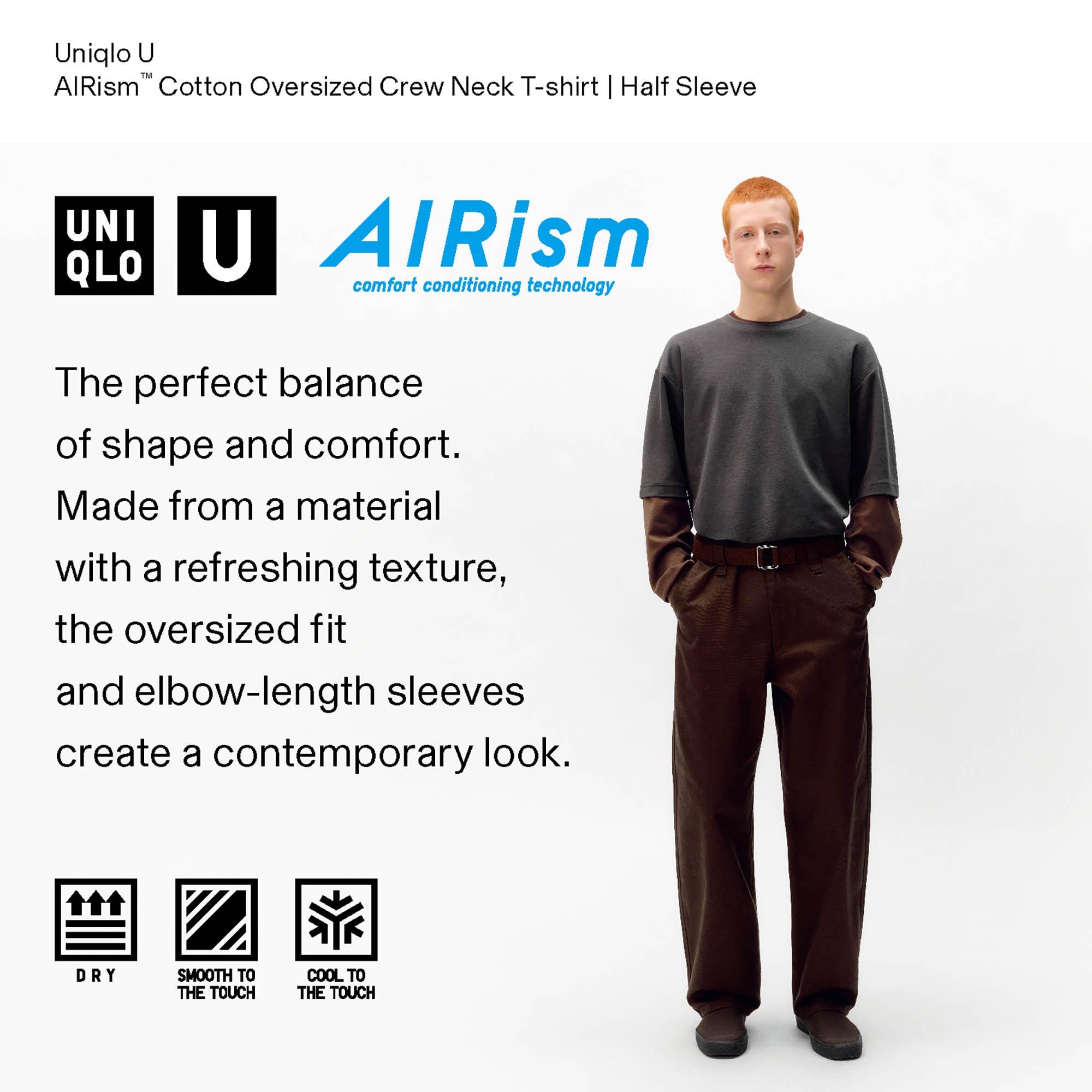 AIRism COTTON OVERSIZED CREW NECK HALF SLEEVE T-SHIRT