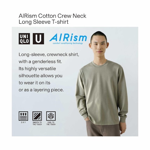 Uniqlo Uniqlo U AIRism Cotton Crew Neck Oversized Half-Sleeve T-Shirt 14.90