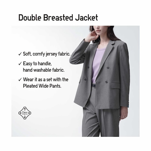 Women's Custom Made Cotton Black 2 Piece Suit Double Breasted