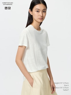 T-SHIRT EN LIN COL ROND