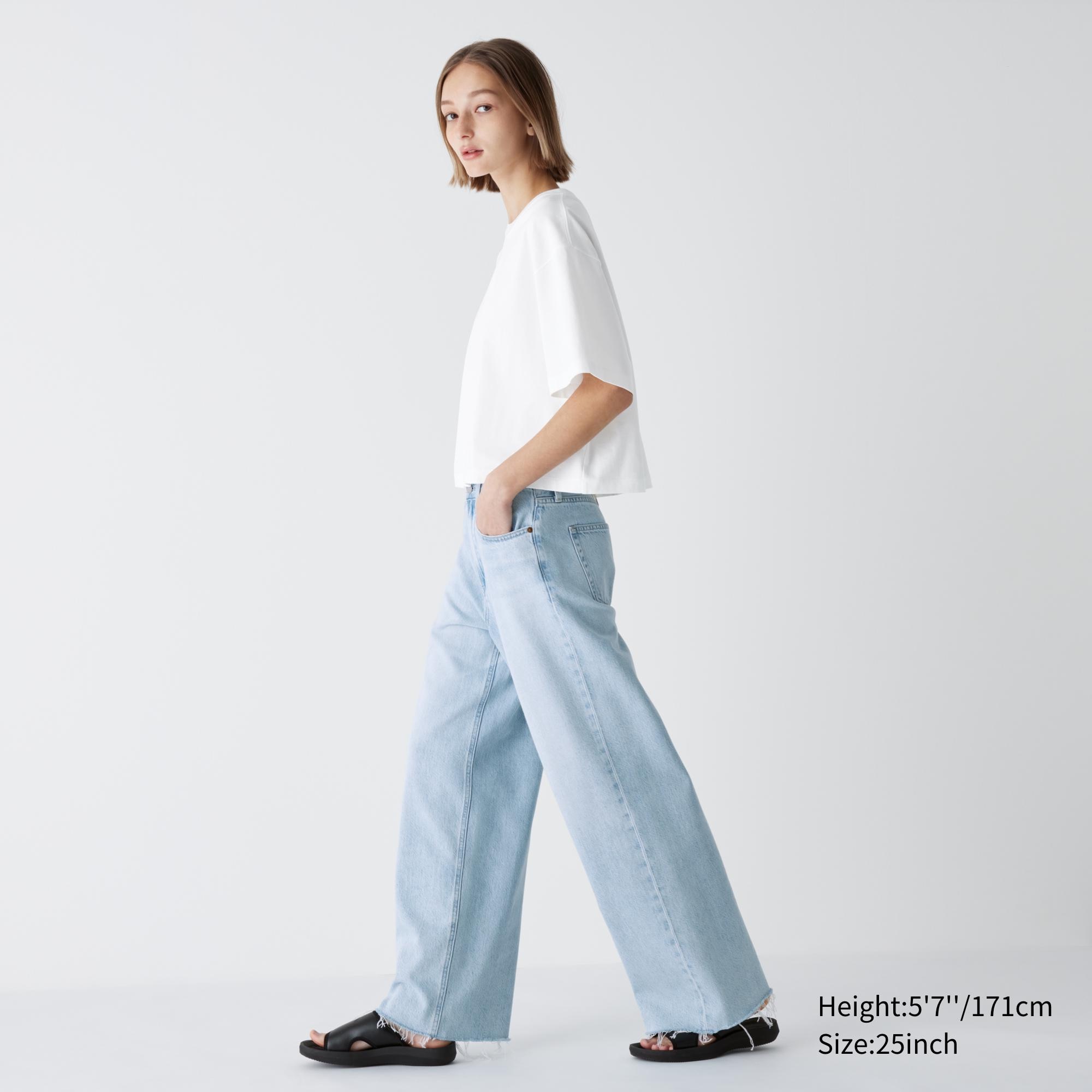 Uniqlo high rise clearance wide cropped jeans