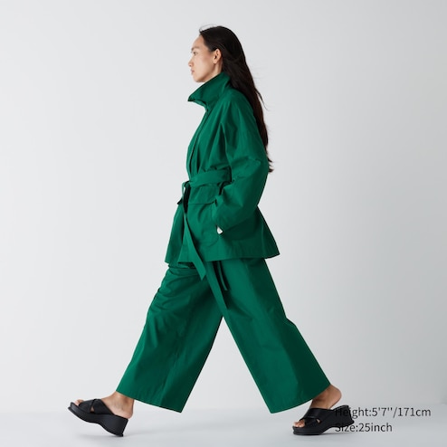 WOMEN'S BELTED ANKLE WIDE PANTS