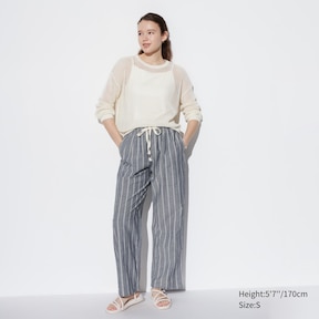 Jack & Jones Premium linen vertical stripe pants with drawstring waist