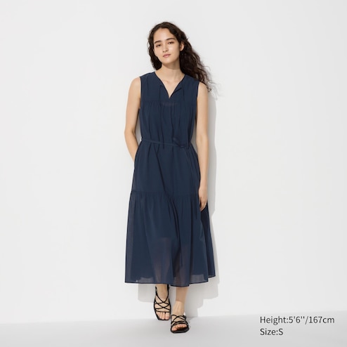 LIGHT COTTON SLEEVELESS DRESS (CHECKED)