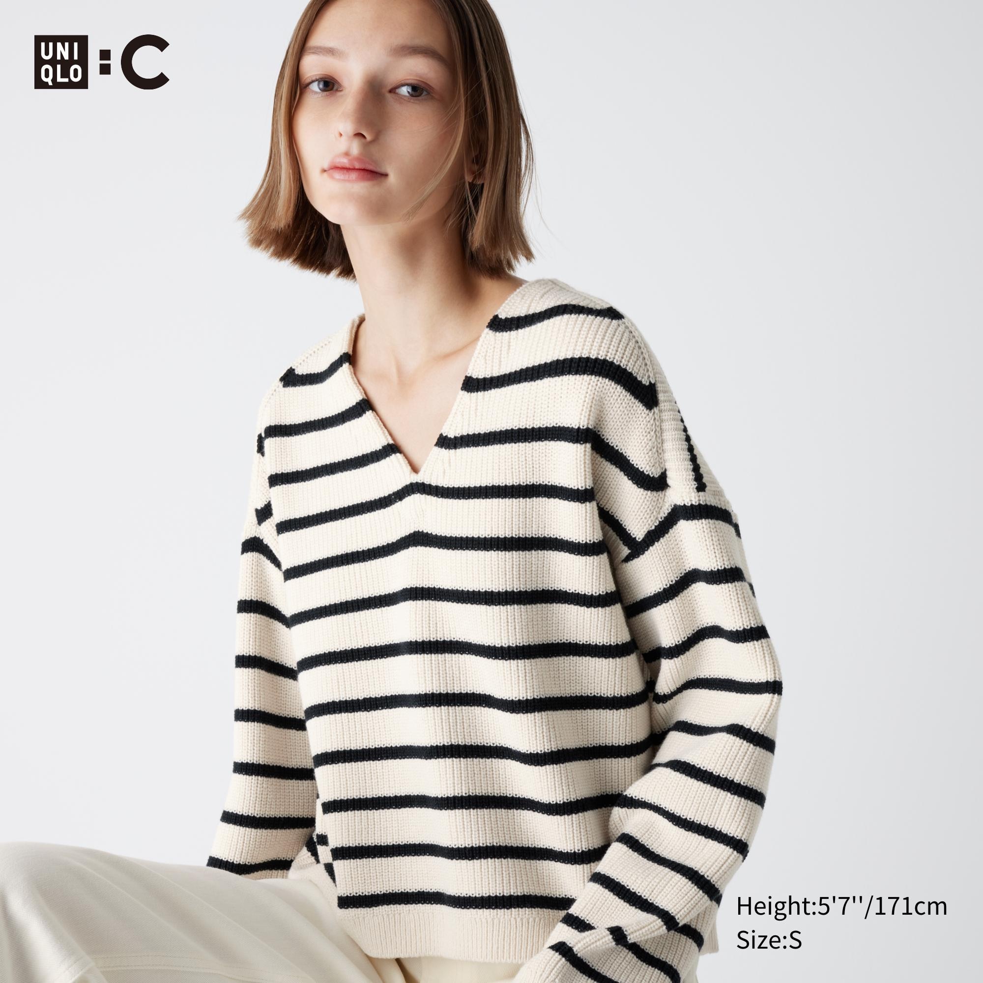 Striped v hotsell neck sweater