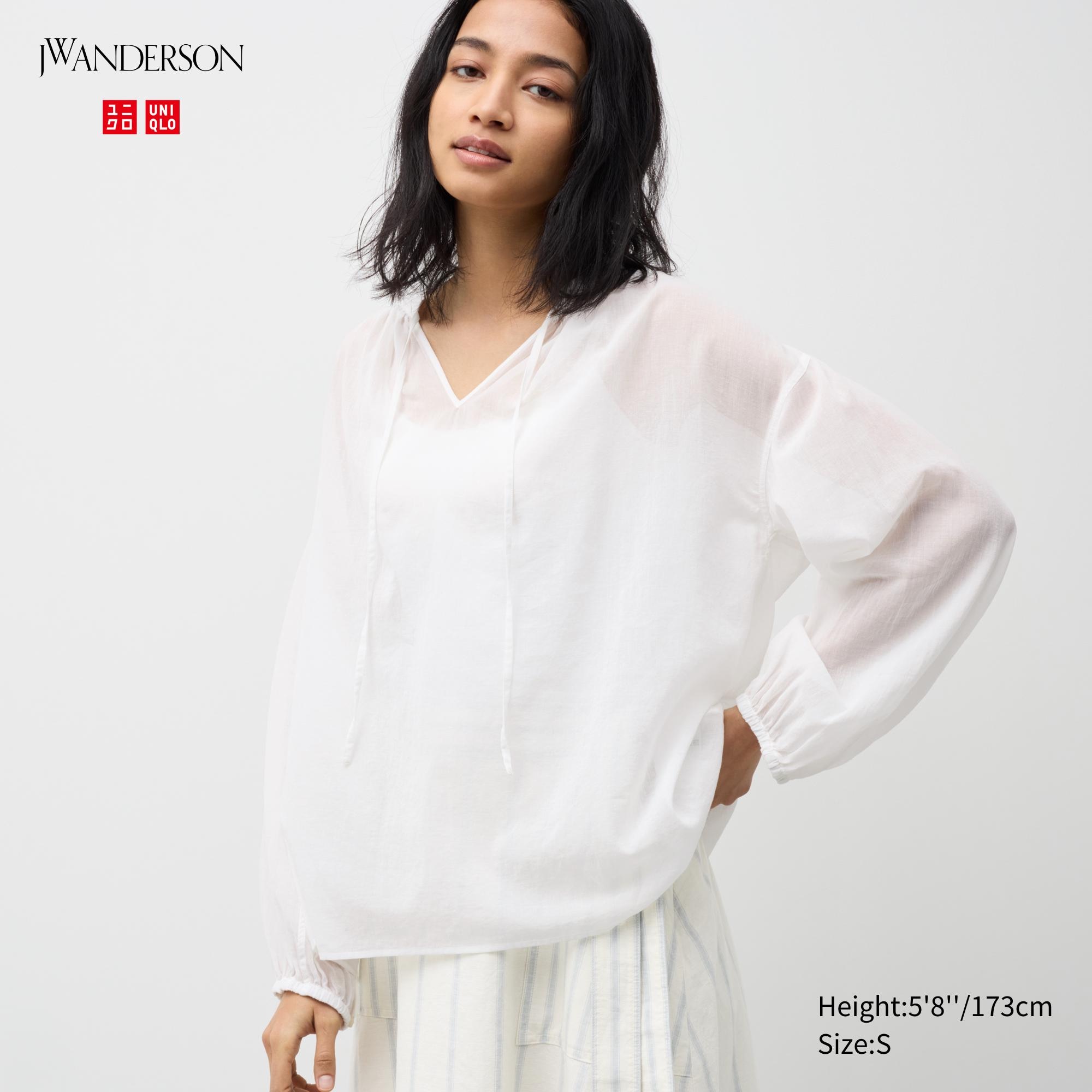 UNIQLO COTTON SHEER VOLUME GATHER BLOUSE | Coquitlam Centre