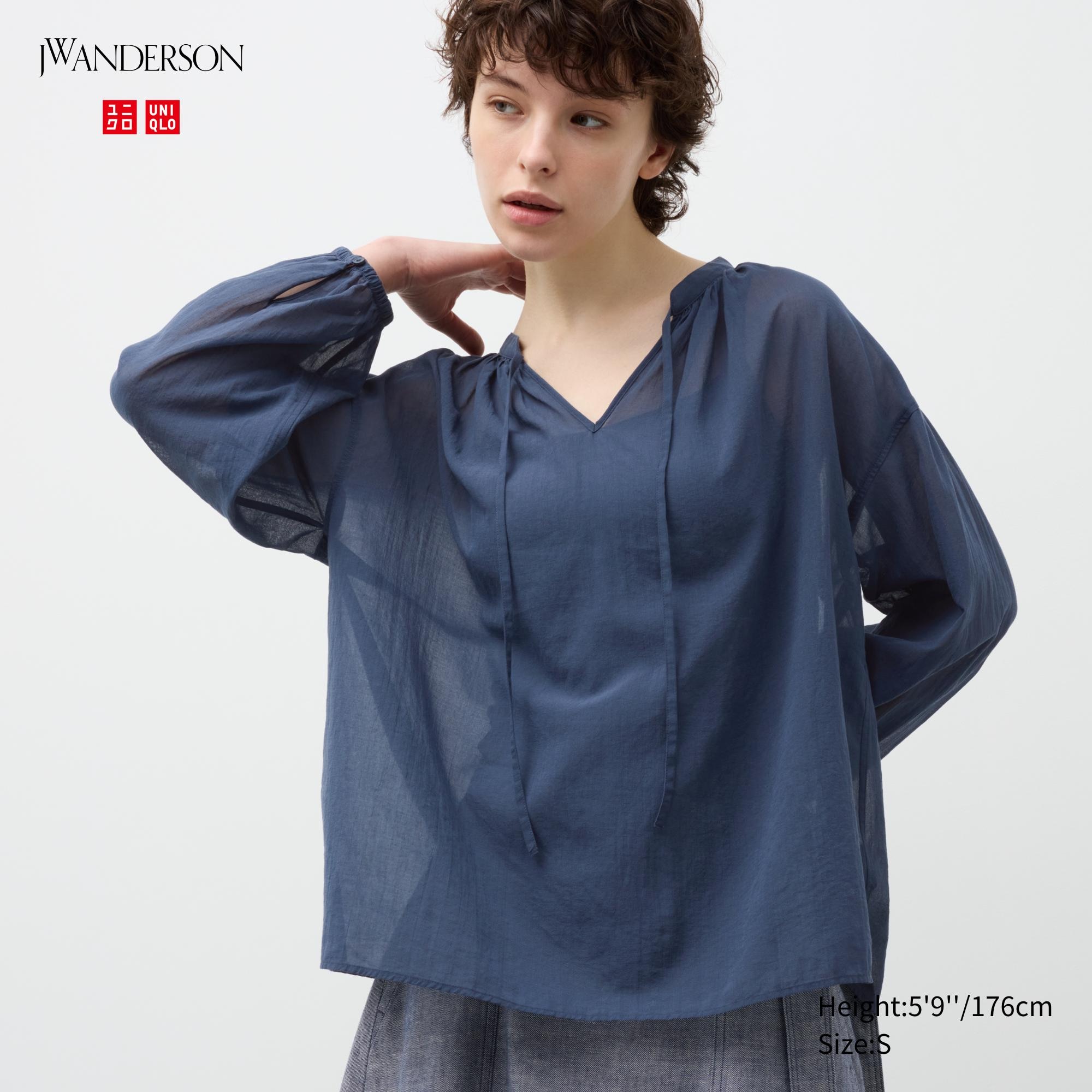 UNIQLO COTTON SHEER VOLUME GATHER BLOUSE | Coquitlam Centre