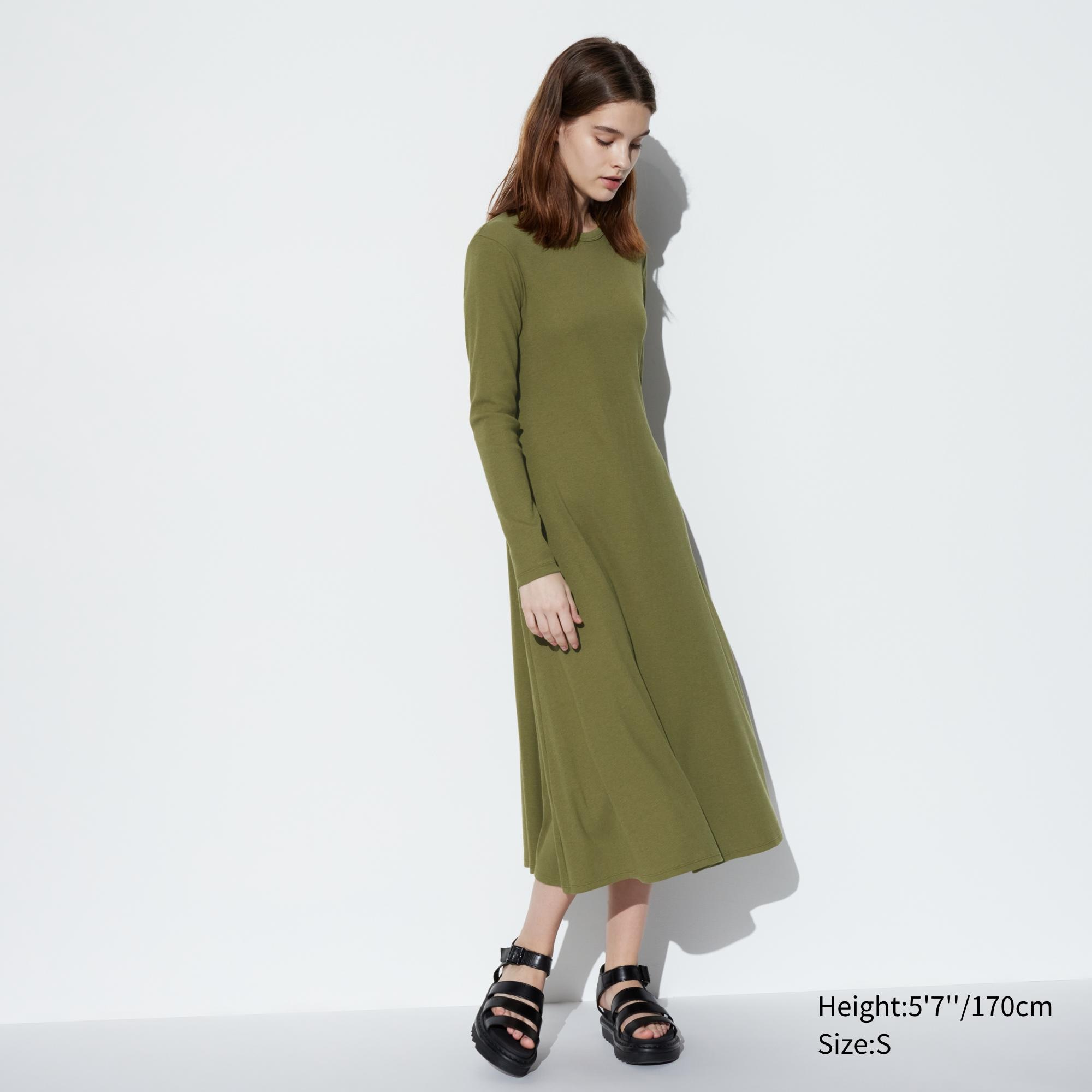 Shop looks for「RIBBED LONG SLEEVE FLARE DRESS」