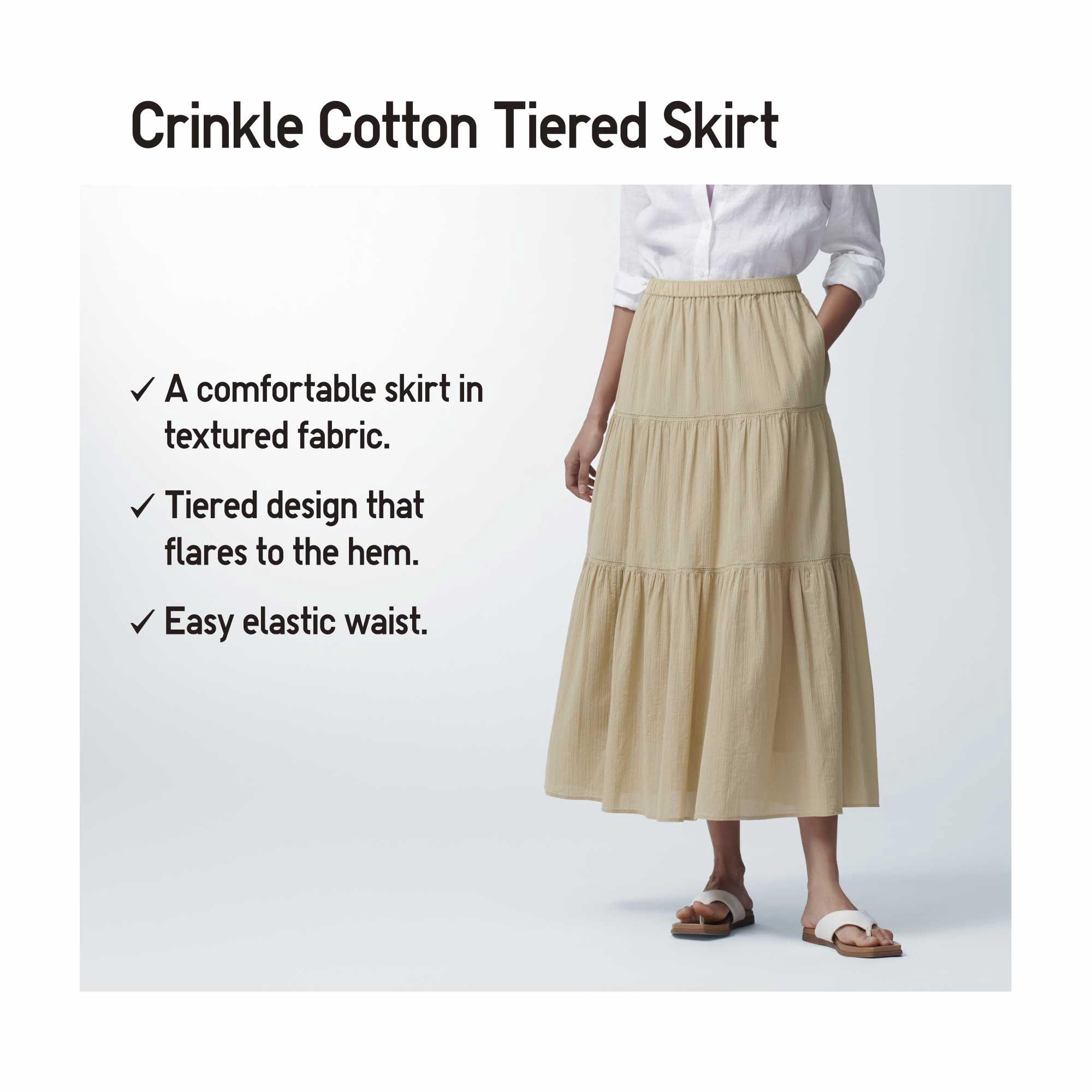 CRINKLE COTTON TIERED SKIRT