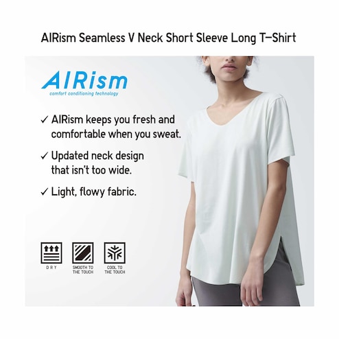 UNIQLO AIRism V Neck T-Shirt (Short Sleeve)