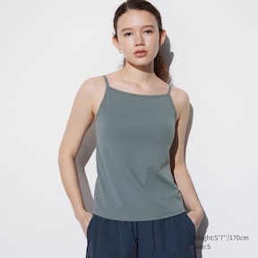 New Women Camisole Tops With Built In Bra Neck Vest Padded Slim Fit Tank  Tops With Chest Pad