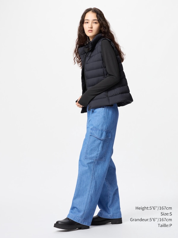 DENIM WIDE STRAIGHT CARGO PANTS