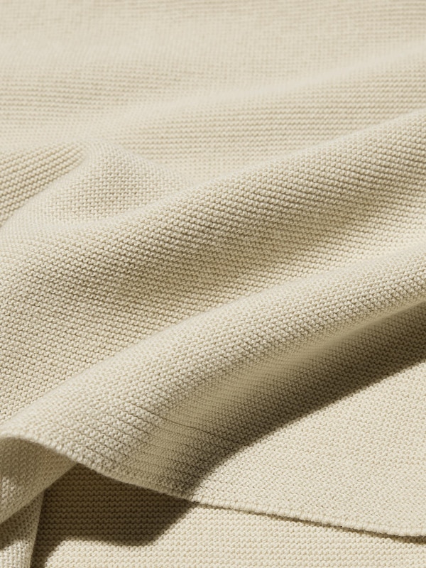 3D Knit Cotton Crew Neck Sweater