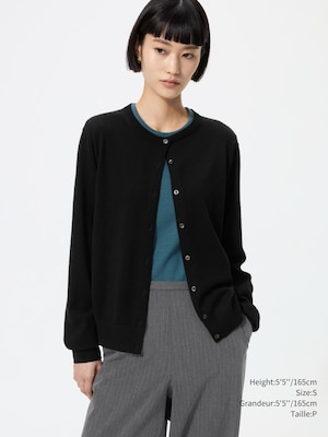 CARDIGAN EN LAINE MÉRINOS COL ROND