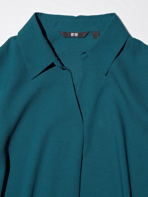RAYON 3/4 SLEEVE SKIPPER COLLAR BLOUSE