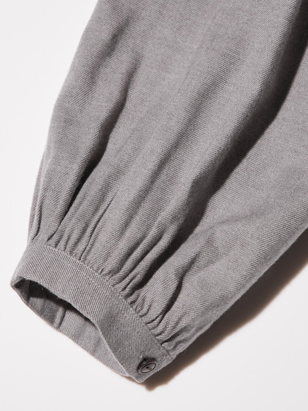 SOFT FLANNEL GATHERED BLOUSE