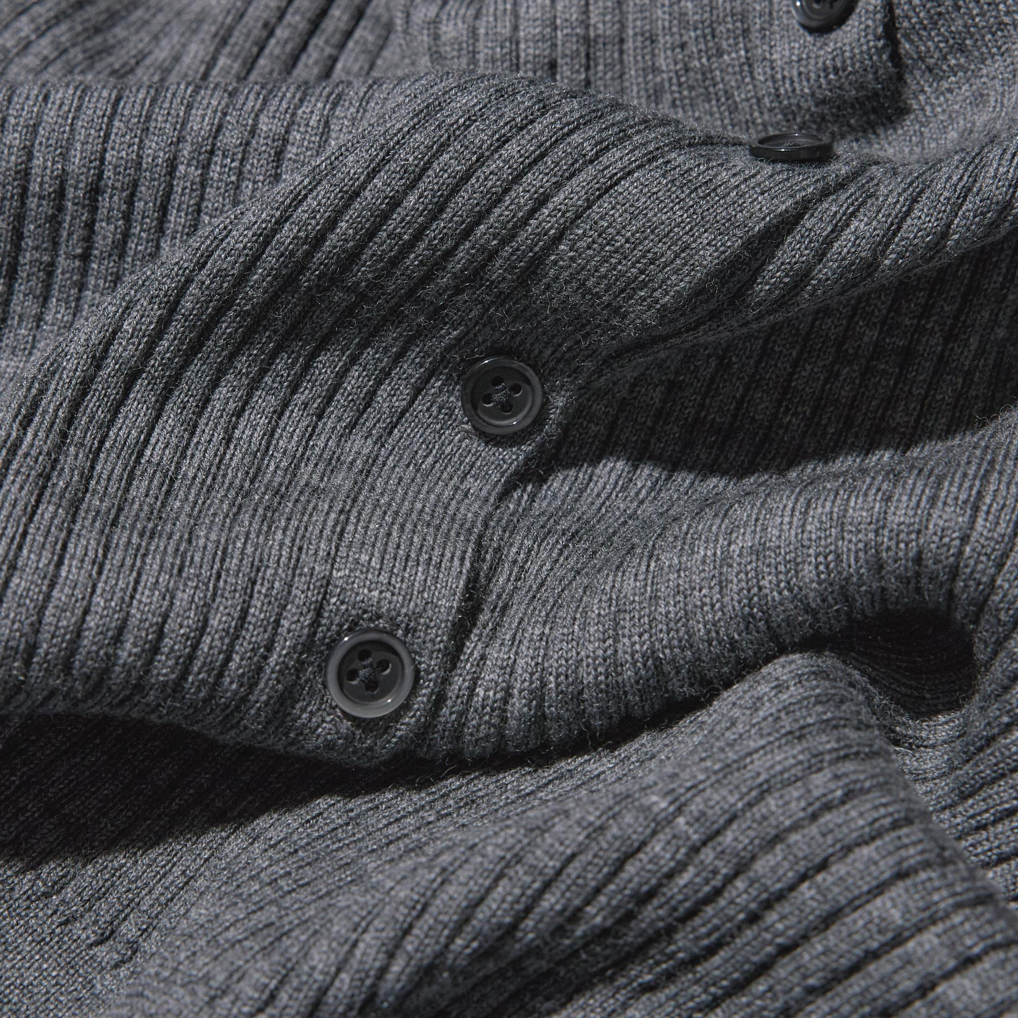 MERINO RIBBED POLO CARDIGAN