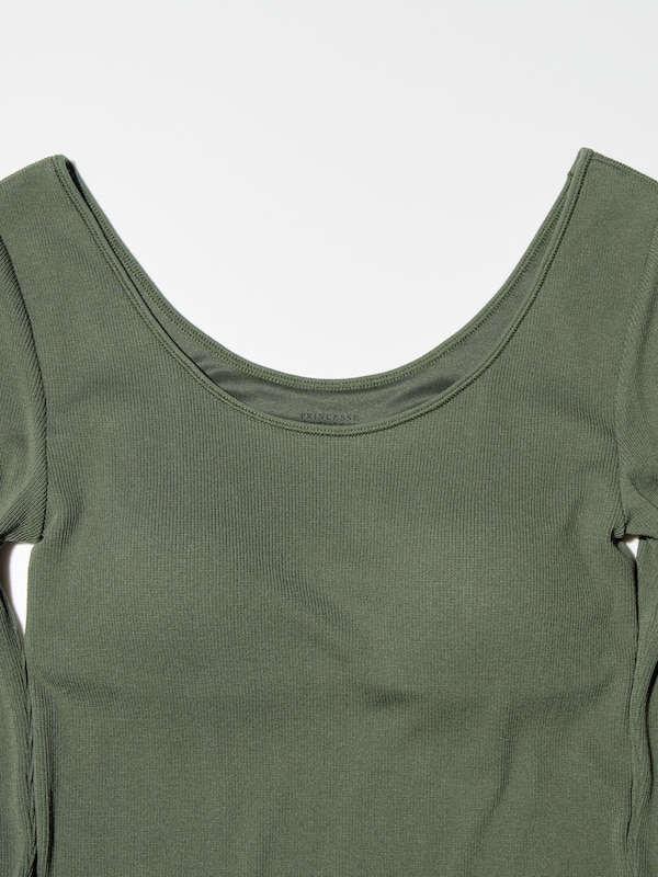 HEATTECH EXTRA WARM RIBBED BALLET NECK BRA T-SHIRT
