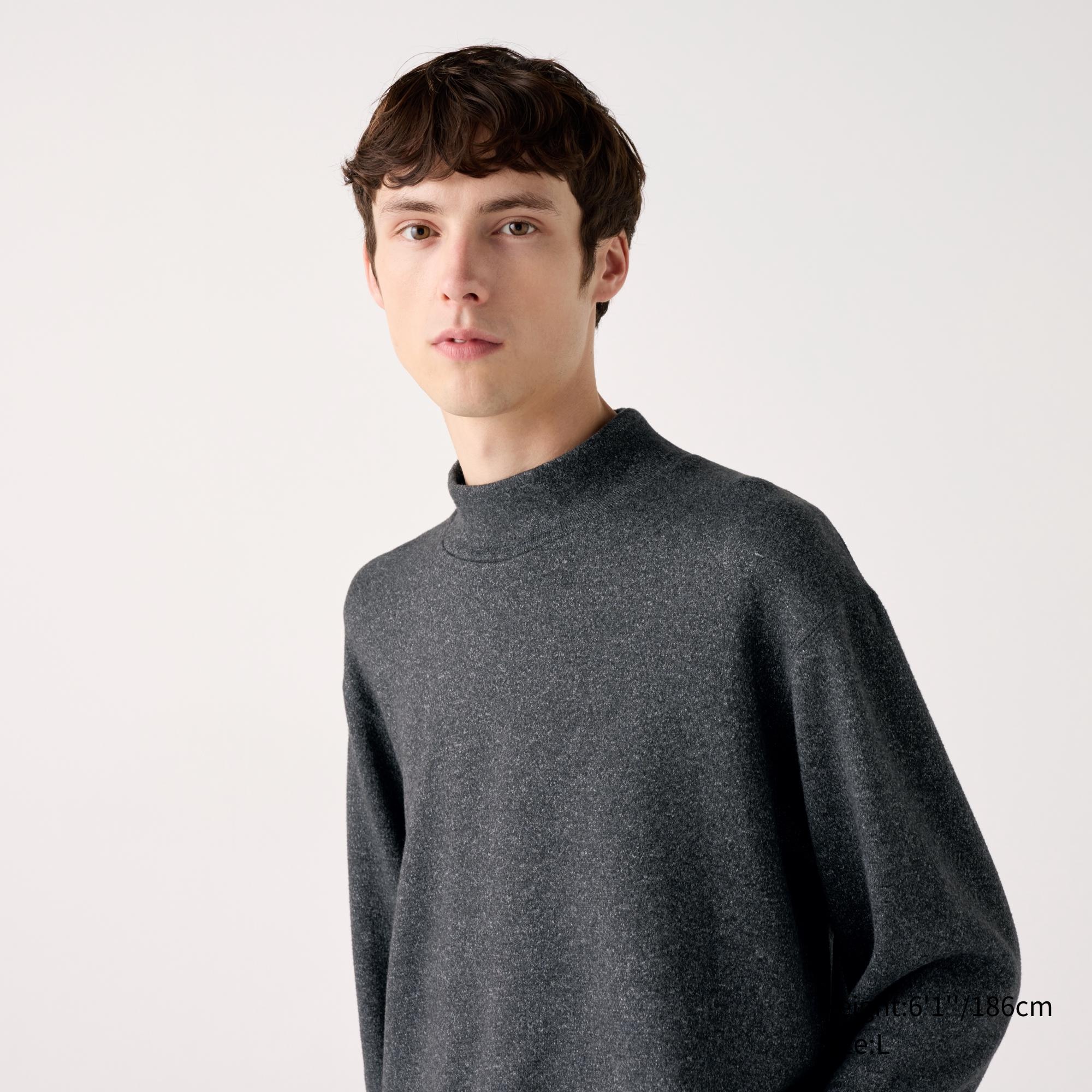 SOFT KNITTED FLEECE MOCK NECK T-SHIRT