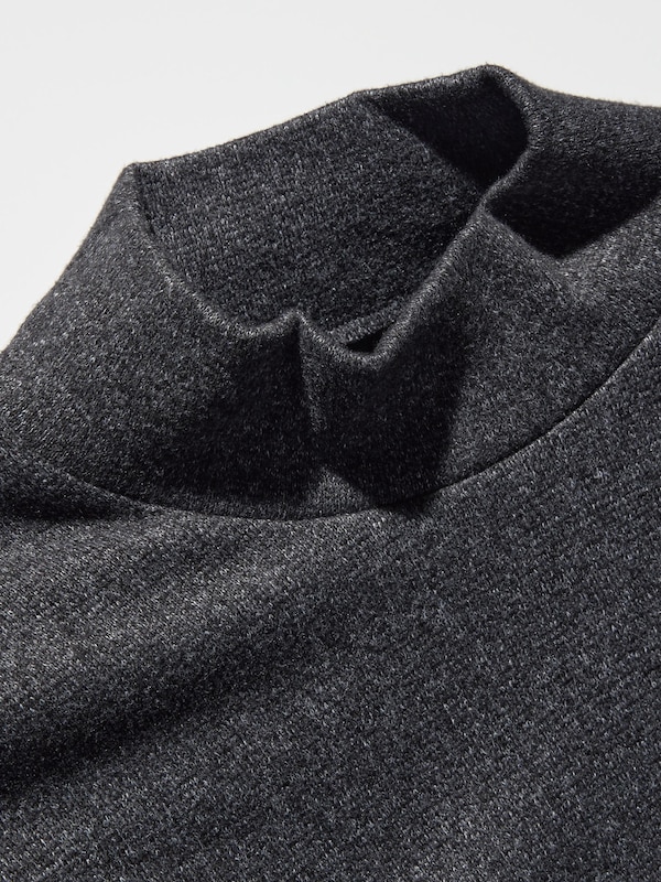 SOFT KNITTED FLEECE MOCK NECK T-SHIRT